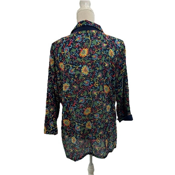 Diza Gabo Designer Lightweight Floral Multicolor Women's Top L-XL - Picture 3 of 9